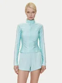 Bluzy damskie - adidas Bluza adicolor 3-Stripes JC5579 Turkusowy Slim Fit - miniaturka - grafika 1