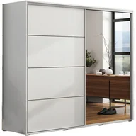 Szafy - Szafa Przesuwna 230 z Lustrem A12 Skąpski Meble Biały, Grafit, 245 cm - miniaturka - grafika 1