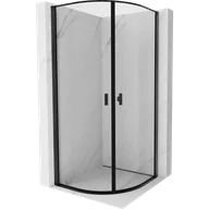 Kabiny prysznicowe - Mexen Mist kabina prysznicowa półokrągła uchylna 90 x 90 cm, czarna ramka, czarna - 8A31-090-090-70-70 - miniaturka - grafika 1