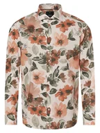 Koszule męskie - JOOP! Koszula męska z zawartością lnu - Pai Mężczyźni Slim Fit len zielony|biały|różowy wzorzysty, 42 - miniaturka - grafika 1