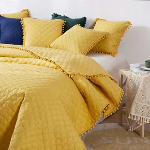 Narzuta 160 x 220 Pikowana Dwustronna Pompoo Muszt - Narzuty - miniaturka - grafika 3