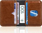 Portfele - Solier Cienki skórzany portfel męski Solier SW11 brązowy - miniaturka - grafika 1