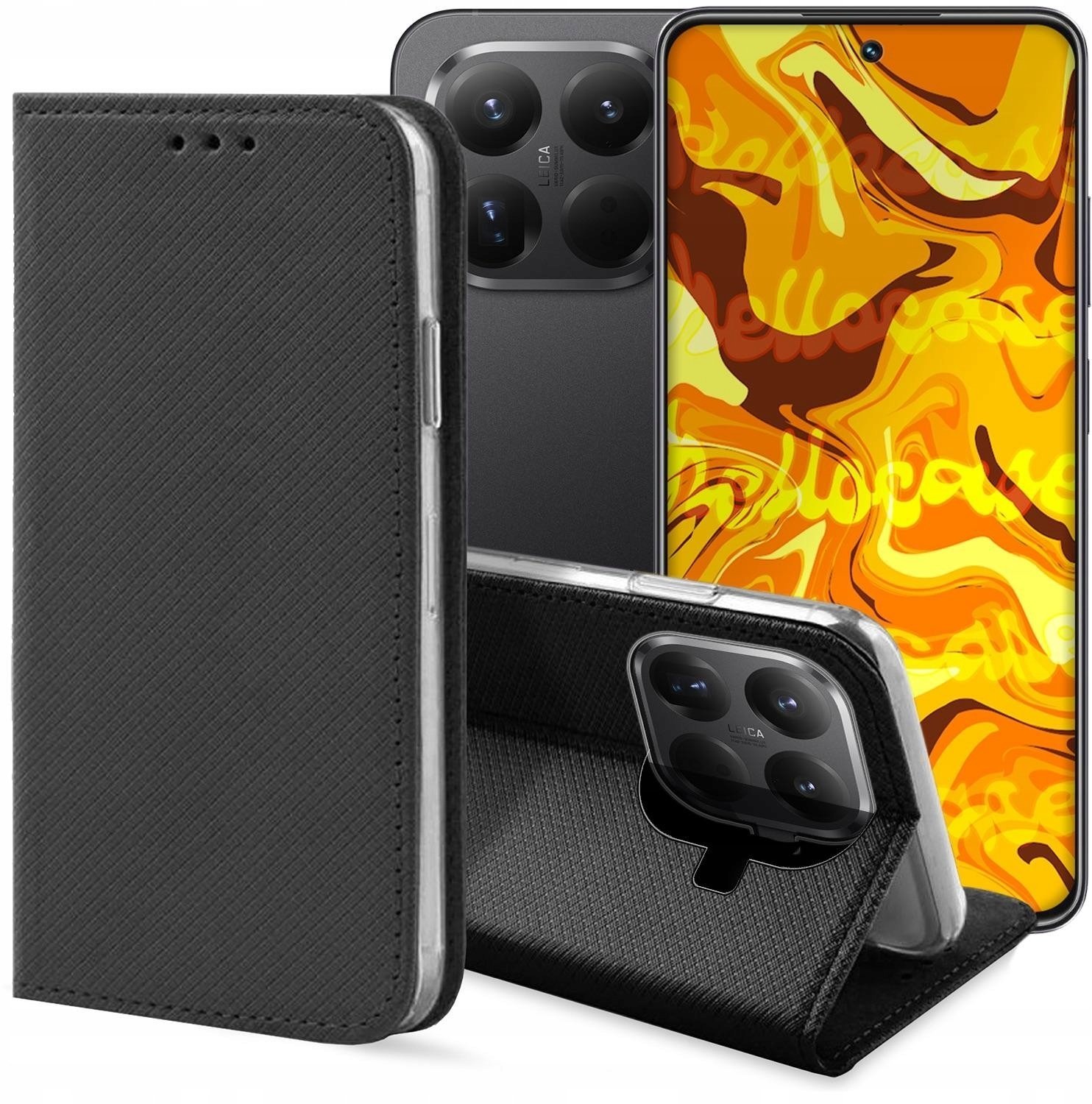 Hello Case Etui z Klapką Do Xiaomi 15T Pro 5G Czarne, Zamykane, Magnetyczne, Kabura