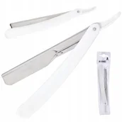 Brzytwy fryzjerskie - Brzytwa fryzjerska barberska do golenia cieniowania trymer uniwersalny na żyletki biała - miniaturka - grafika 1