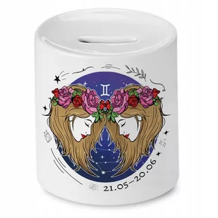 Skarbonka Bliźnięta Znaki Zodiaku Horoskop Prezent z Nadrukiem ze Zdjęciem - Skarbonki - miniaturka - grafika 1