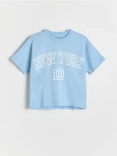 Reserved - Krótki t-shirt z nadrukiem - jasnoniebieski - Koszulki dla dziewczynek - miniaturka - grafika 1