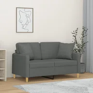Sofy i kanapy - 2-osobowa sofa z poduszkami, ciemnoszara, 120 cm, tkanina - miniaturka - grafika 1