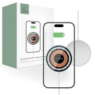 Tech-Protect Ładowarka indukcyjna QI15W A30 Magnetic MagSafe Wireless Charger, srebrna - Ładowarki do telefonów - miniaturka - grafika 1