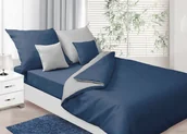 Pościel - Pościel dwustronna 160x200 satynowa Double Face jasnoszara + granatowa Matex - miniaturka - grafika 1