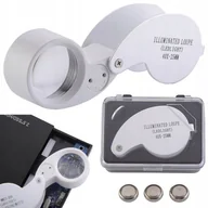 Mikroskopy i lupy - Lupa Kieszonkowa Jubilerska Składana 2 Led 40X - miniaturka - grafika 1