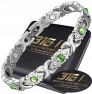 Bransoletki - SREBRNA ZDROWOTNA BRANSOLETKA DAMSKA MAGNETYCZNA MOC Z CYRKONIAMI ORYGINAŁ - miniaturka - grafika 1