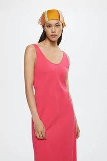 Sukienki - Mango sukienka bawełniana Ribet kolor różowy maxi prosta - grafika 1