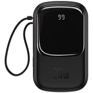 Powerbanki - Baseus Qpow Digital Display powerbank z szybkim ładowaniem 20000mAh 20W QC/PD/SCP/FCP z wbudowanym kablem Lightning czarny - miniaturka - grafika 1
