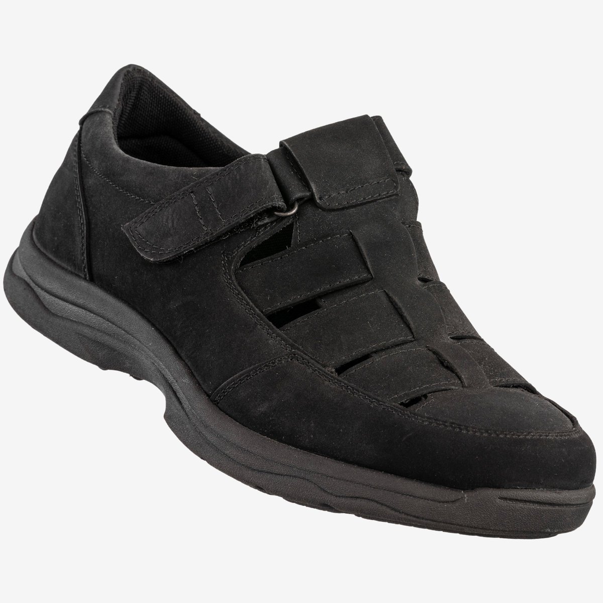 Półbuty Męskie Skórzane Buty Lekkie Na Rzep Czarne American Club CY05/20 Czarny 45