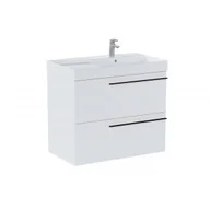 Szafki łazienkowe - ROCA A851913529 ELLA Zestaw łazienkowy UNIK 80 cm z umywalką asymetryczną prawą z 2 szufladami, biały mat - miniaturka - grafika 1
