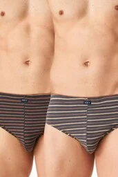 Slipy męskie bawełniane (2 pack) w paseczki z wewnętrzną gumą MPP 303 Key - Majtki męskie - miniaturka - grafika 1