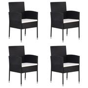 Fotele i krzesła ogrodowe - Krzesła ogrodowe, 4 szt., polirattan, czarne - miniaturka - grafika 1