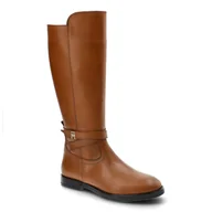 Kozaki damskie - Brązowe Kozaki Damskie Tommy Hilfiger Eleganckie Skórzane Buty - miniaturka - grafika 1