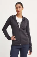 Bluzy damskie - Salewa bluza sportowa Fanes Merino kolor czarny z kapturem gładka 00.0000028679 - miniaturka - grafika 1