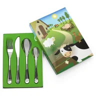 Sztućce dla dzieci - Sztućce dla dzieci z grawerem zestaw zwierzęta gospodarskie | Rozmiar: 170x180x170x135mm | SKU: ZV6834070 - miniaturka - grafika 1