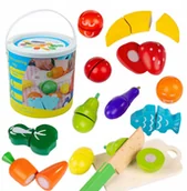 Zabawy w naśladowanie dorosłych - Drewniane owoce i warzywa do krojenia na rzepy YZL-A806 - miniaturka - grafika 1
