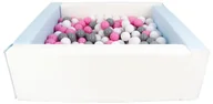 Suche baseny - Kwadratowy suchy basen z ekoskóry z 300 piłeczkami (biały, niebieski (pastel)/biały, pudrowy róż, szary) - miniaturka - grafika 1