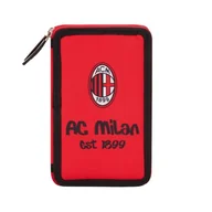 Piórniki - AC Milan - Piórnik z 3 przegródkami i materiałami zawartymi w środku, uchwytem na długopisy, kredki poliestrowe, czerwony - miniaturka - grafika 1