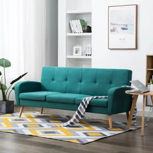 vidaXL 3-osobowa sofa tapicerowana tkaniną, zielona - Sofy i kanapy - miniaturka - grafika 1