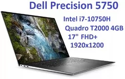 DELL Precision 5750 i7-10750H 16GB 1TB SSD 17" FHD+ 1920x1200 Quadro T2000 4GB Kam WiFi BT Win10Pro gw12mc - Elektronika OUTLET - miniaturka - grafika 1