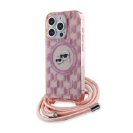 Etui i futerały do telefonów - Karl Lagerfeld IML Crossbody Monogram Karl & Choupette Head MagSafe - Etui iPhone 15 Pro Max (różowy) - miniaturka - grafika 1