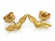 Kolczyki - ﻿Złote kolczyki 585 serce ze skrzydłami przy uchu - miniaturka - grafika 1