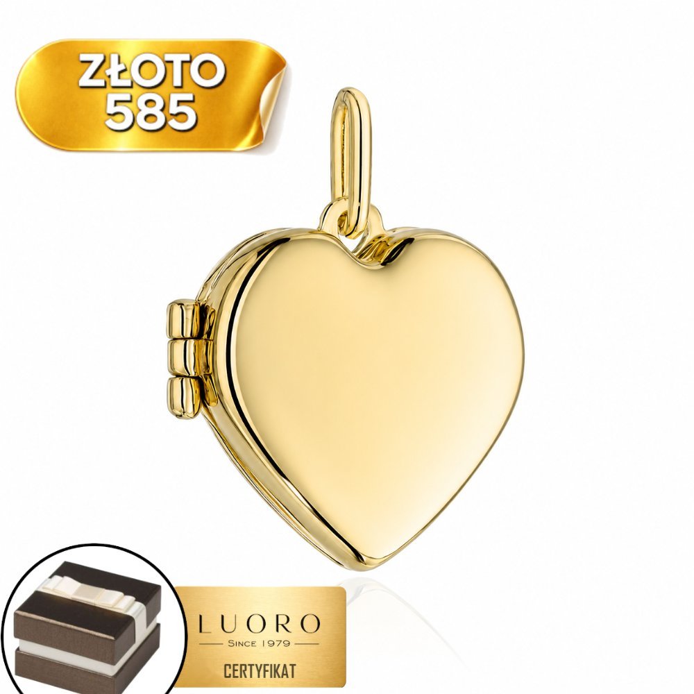 ZAWIESZKA ZŁOTA 585 14K PUZDERKO SERCE GŁADKIE 2,1 CM ELEGANCKA
