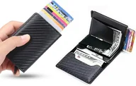 Portfele - PORTFEL ETUI NA KARTY PRZYCISK DO WYSUWAMIA RFID PREZENT CZARNY - miniaturka - grafika 1