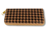 Portfele - PORTFEL damski brązowy w kratkę - miniaturka - grafika 1