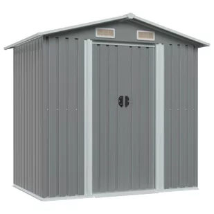 vidaXL Szopa ogrodowa, antracytowa, metalowa, 204x132x186 cm - Altany ogrodowe - miniaturka - grafika 1