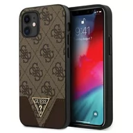 Etui i futerały do telefonów - Guess 4G Triangle Collection - Etui iPhone 12 mini brązowy - miniaturka - grafika 1