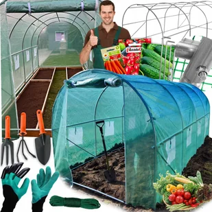 DUŻA SZKLARNIA FOLIOWA STABILNY TUNEL OGRODOWY 4,5x2m FOLIAK UV tylne okno + AKCESORIA ZESTAW - Szklarnie ogrodowe - miniaturka - grafika 1