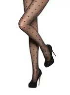 Rajstopy - CHARNOS Damskie rajstopy w kropki czarne S/M, Czarny, S-M - miniaturka - grafika 1