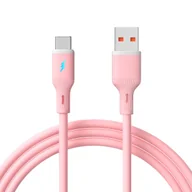 Kable USB - Kabel USB type C / USB A 1m AK-USB-61 silikonowy różowy - miniaturka - grafika 1