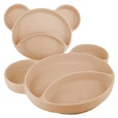Miseczki i talerzyki dla dzieci - Canpol Babies Talerzyk Trójdzielny Z Przyssawką Z Przegródkami Miś Beżowy - miniaturka - grafika 1