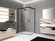 Kabiny prysznicowe - Novellini Kali Kabina prysznicowa narożna 77,5-79x195 cm szkło przezroczyste profile czarne + środek czyszczący KALIAH76L-1H - miniaturka - grafika 1