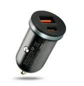 Ładowarki samochodowe - Ładowarka samochodowa 1 x USB QC3.0, 1 x USB-C PD 35W czarna - miniaturka - grafika 1