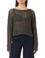 Swetry damskie - Sisley Damski sweter Boat-Neck L/S 108UM101I, wielokolorowy, ciemnozielony 88C, S - miniaturka - grafika 1