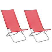 Fotele i krzesła ogrodowe - vidaXL Lumarko Składane krzesła plażowe, 2 szt., czerwone, obite tkaniną! 310376 - miniaturka - grafika 1