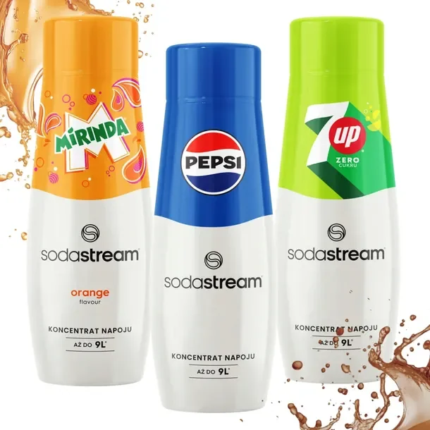 3x Syrop Sodastream Do Saturatora Wody Pepsi Mirinda 7up Bez Cukru 440ml