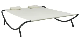 Elior Dwuosobowy nowoczesny leżak ogrodowy kremowy F6-Z78 - Leżaki ogrodowe - miniaturka - grafika 1