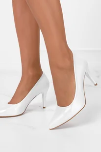 Srebrne szpilki błyszczące ze skórzaną wkładką Casu 1403-38 - Czółenka - miniaturka - grafika 1