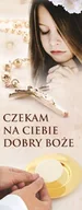 Ikony i obrazy sakralne - Baner na I Komunię Świętą " Czekam na Ciebie..." beżowy z dziewczynką 75x200cm - miniaturka - grafika 1