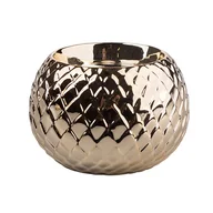 Świeczniki - Świecznik Porcelanowy Relief Złoty 8,5X8,5X6 Cm - miniaturka - grafika 1