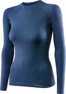 Brubeck LS12810 Koszulka damska z długim rękawem ACTIVE WOOL jeansowy L - Koszulki sportowe damskie - miniaturka - grafika 1